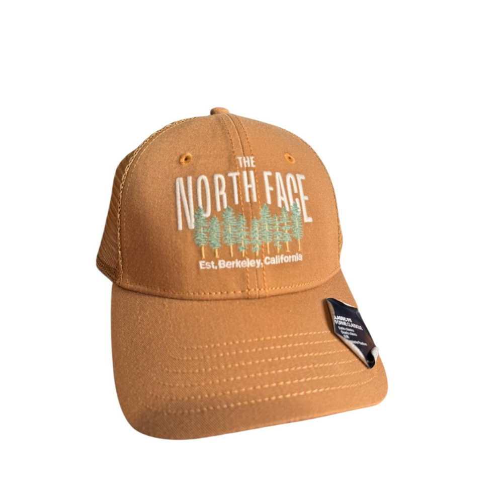 The North Face Tan Green Embroidered Trucker Hat One Size